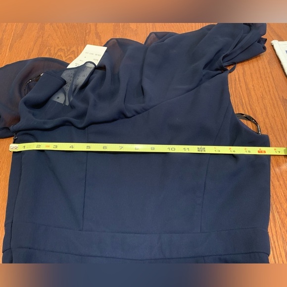 Bill Levkoff Navy Chiffon One Shoulder Floor Length Gown size 8 NWT - Picture 11 of 11